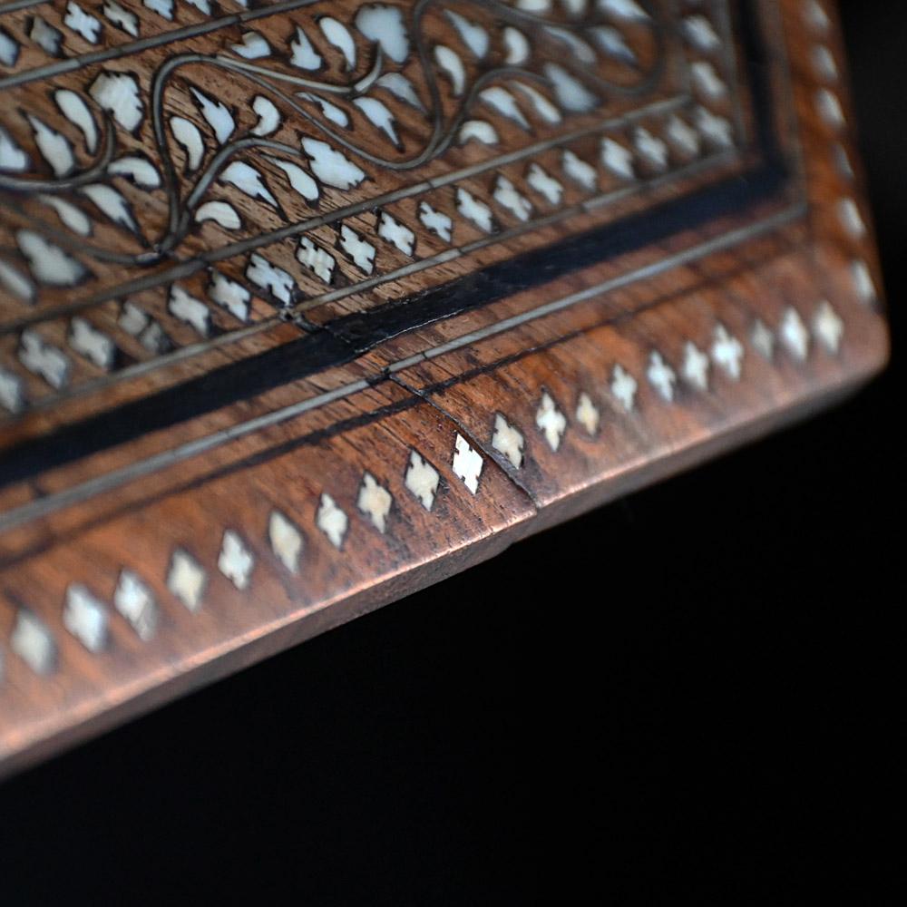 Wood 19th century inlayed Hoshiarpur occasional folding side table