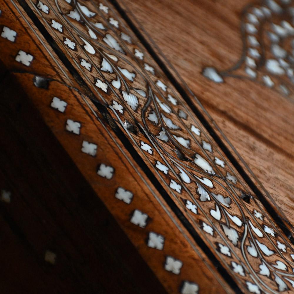 19th century inlayed Hoshiarpur occasional folding side table 1