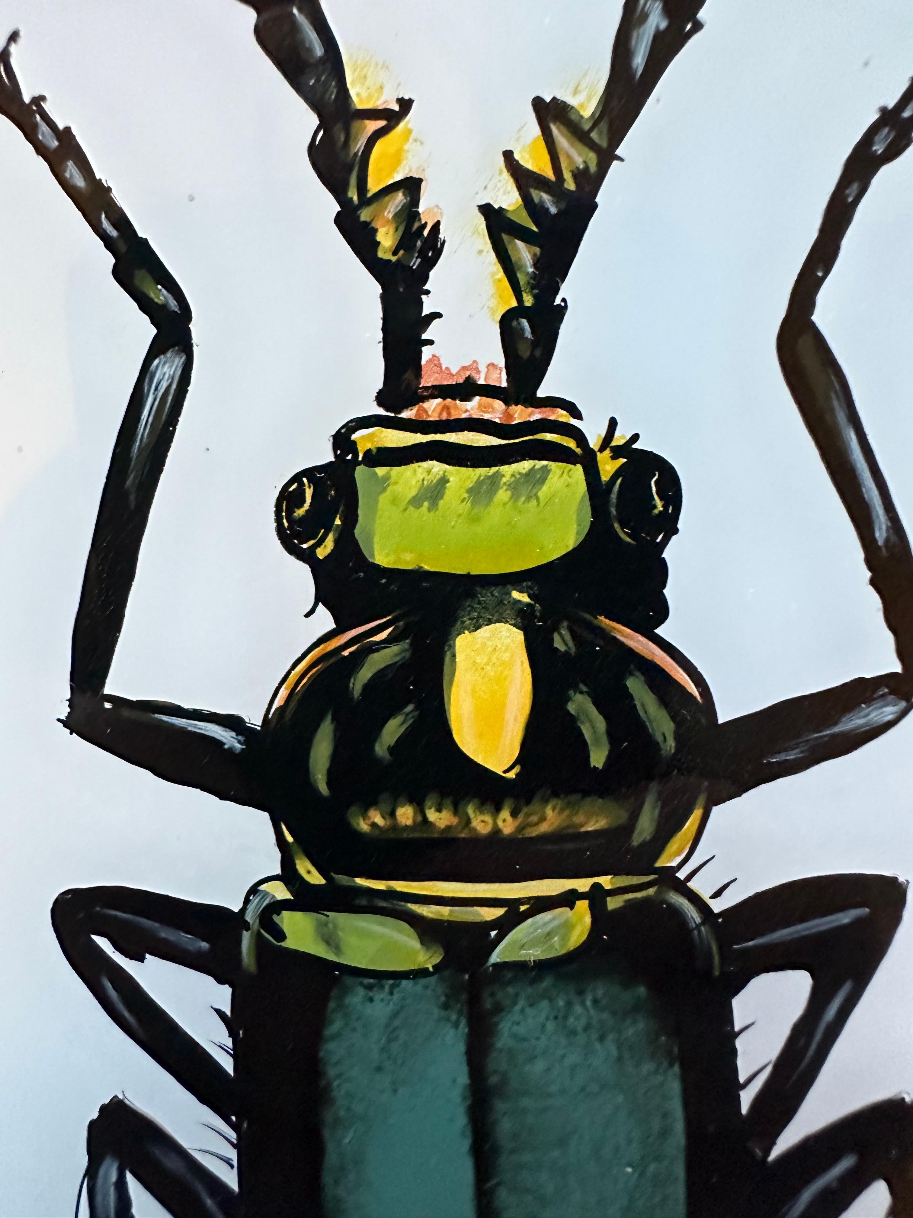 Glass 19th-Century Insect Illustration: Detailed Entomological Art For Sale