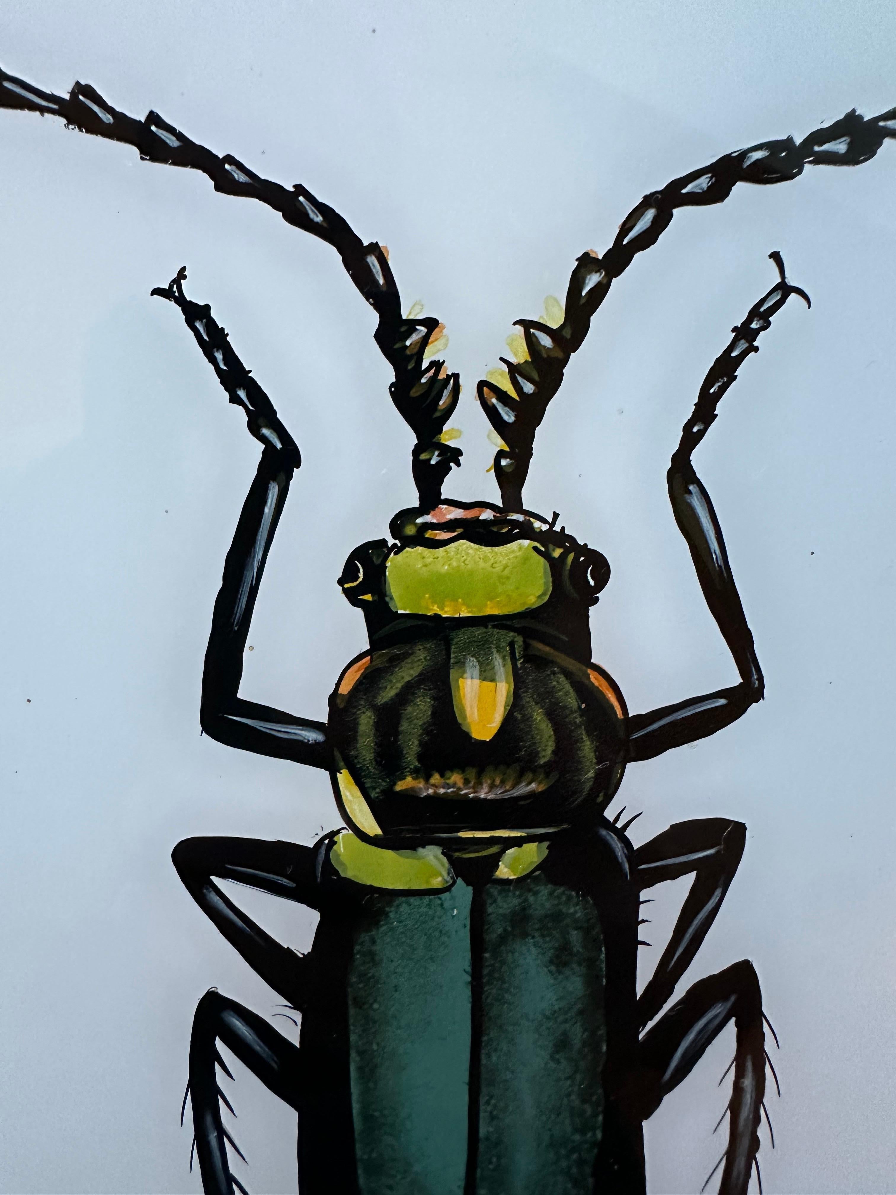Hand-Painted 19th-Century Insect Portrait: Detailed Natural History Illustration For Sale