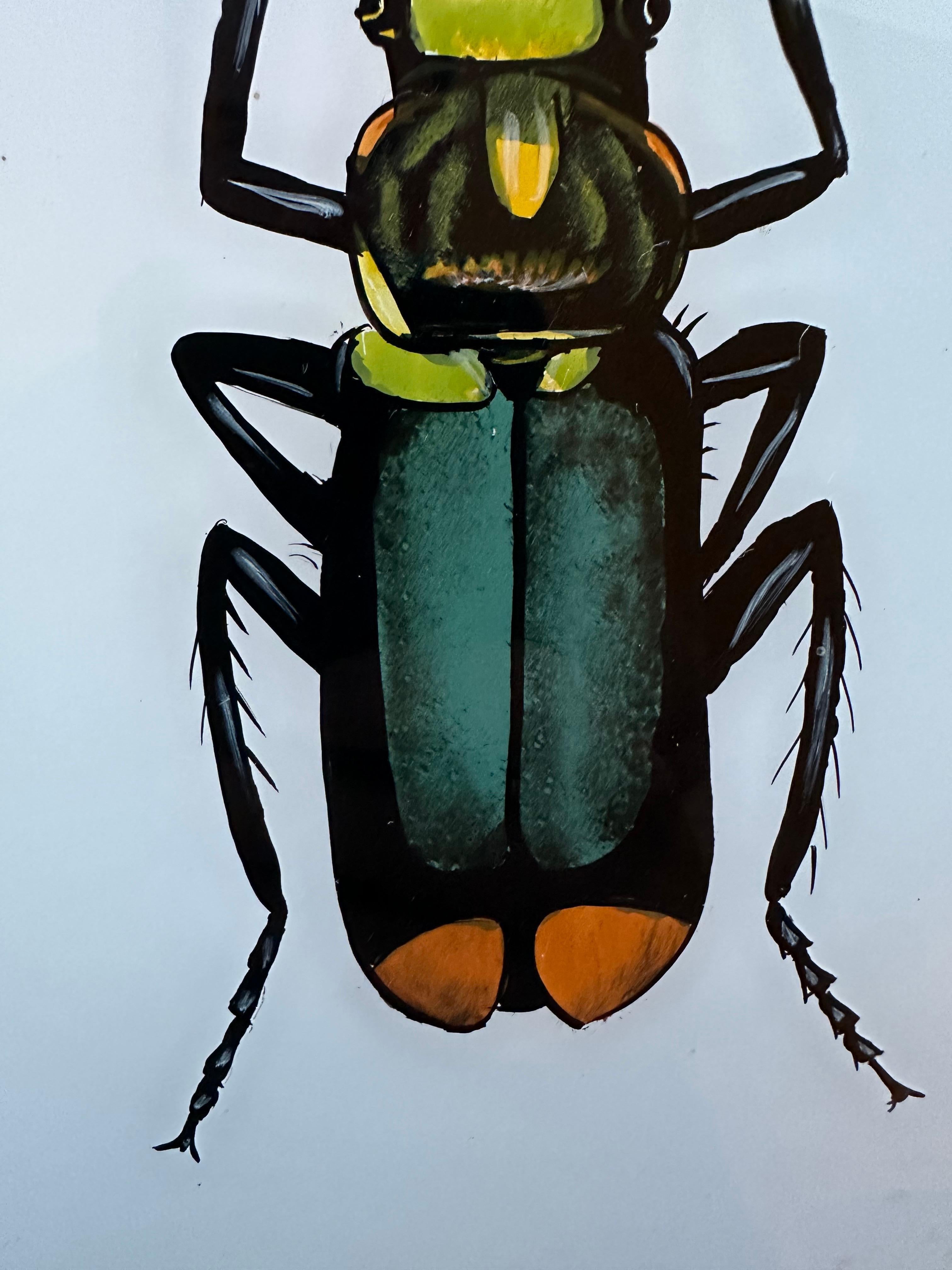 Glass 19th-Century Insect Portrait: Detailed Natural History Illustration For Sale
