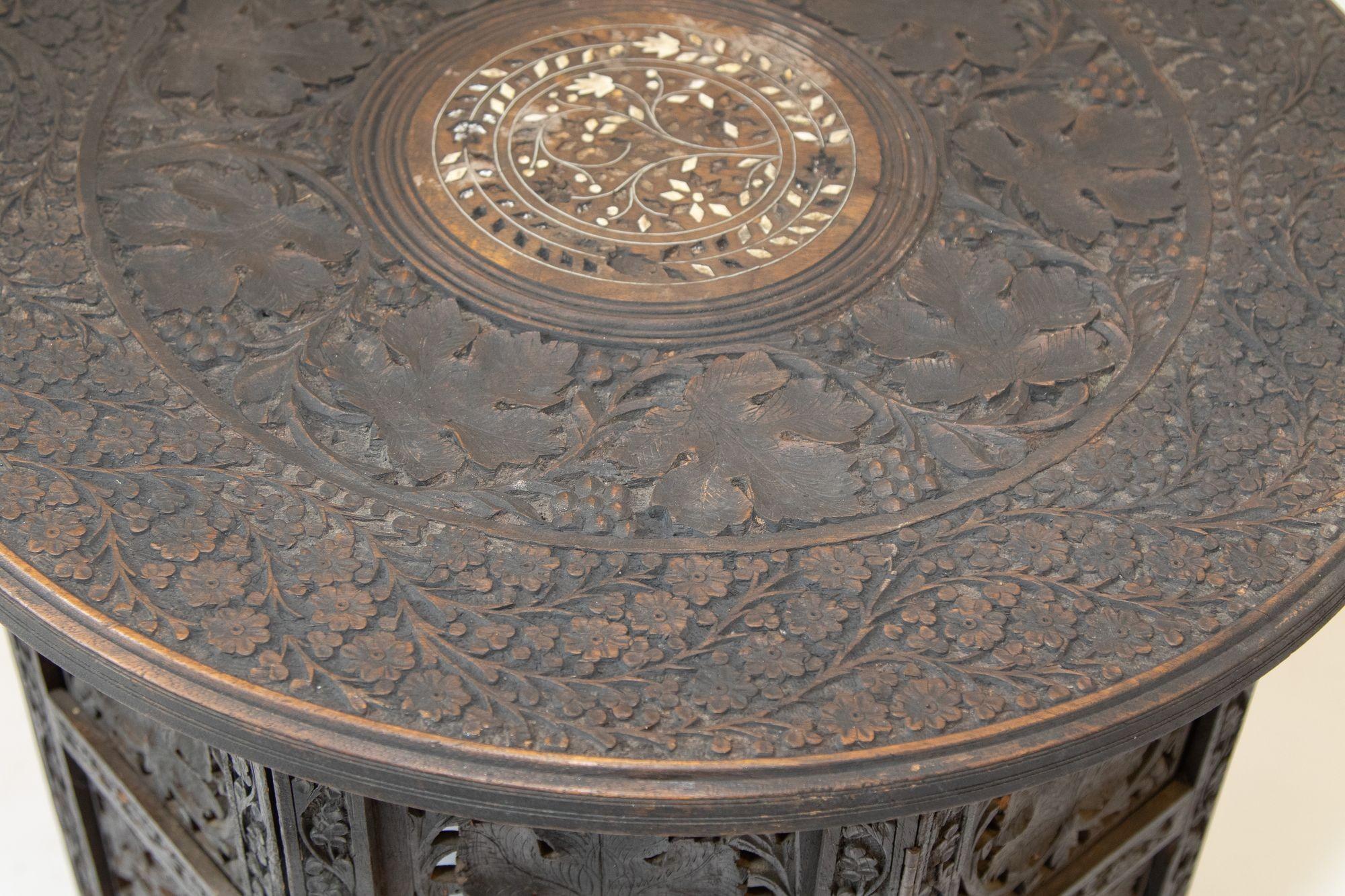 19th Century Intricately Carved Anglo-Indian Side Table For Sale 3