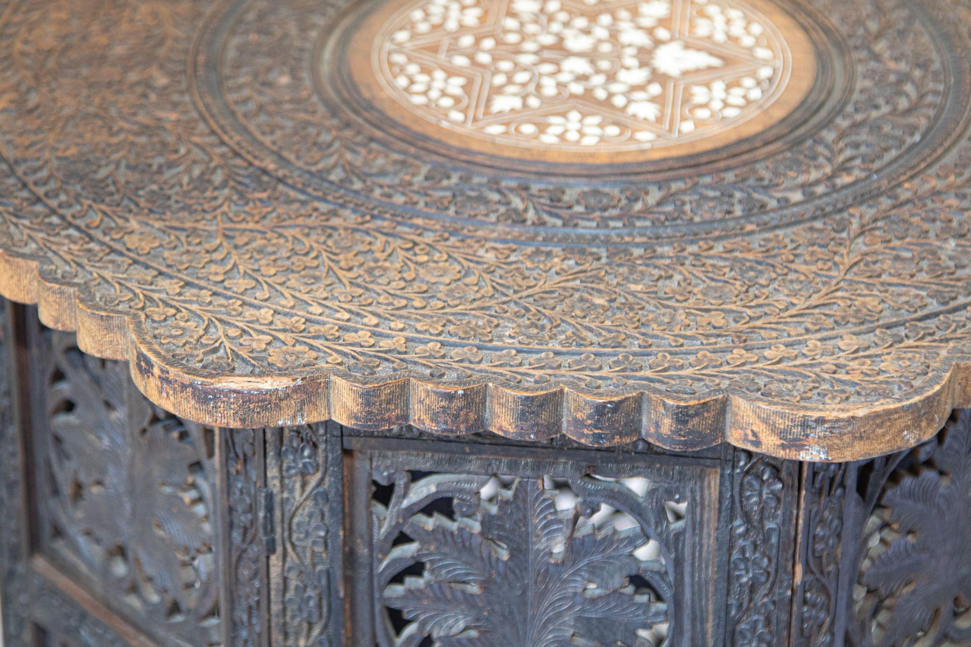 19th Century Intricately Carved Anglo-Indian Side Table 12