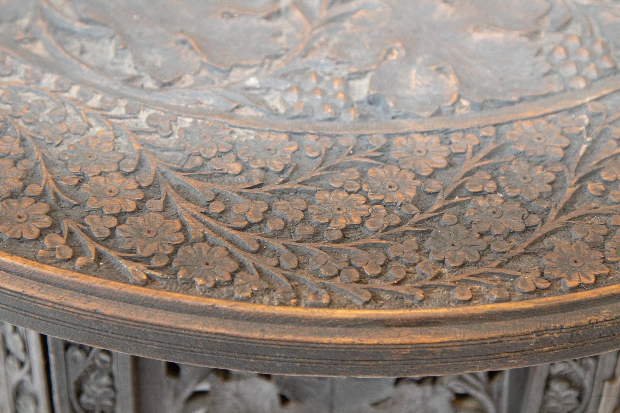 19th Century Intricately Carved Anglo-Indian Side Table For Sale 13