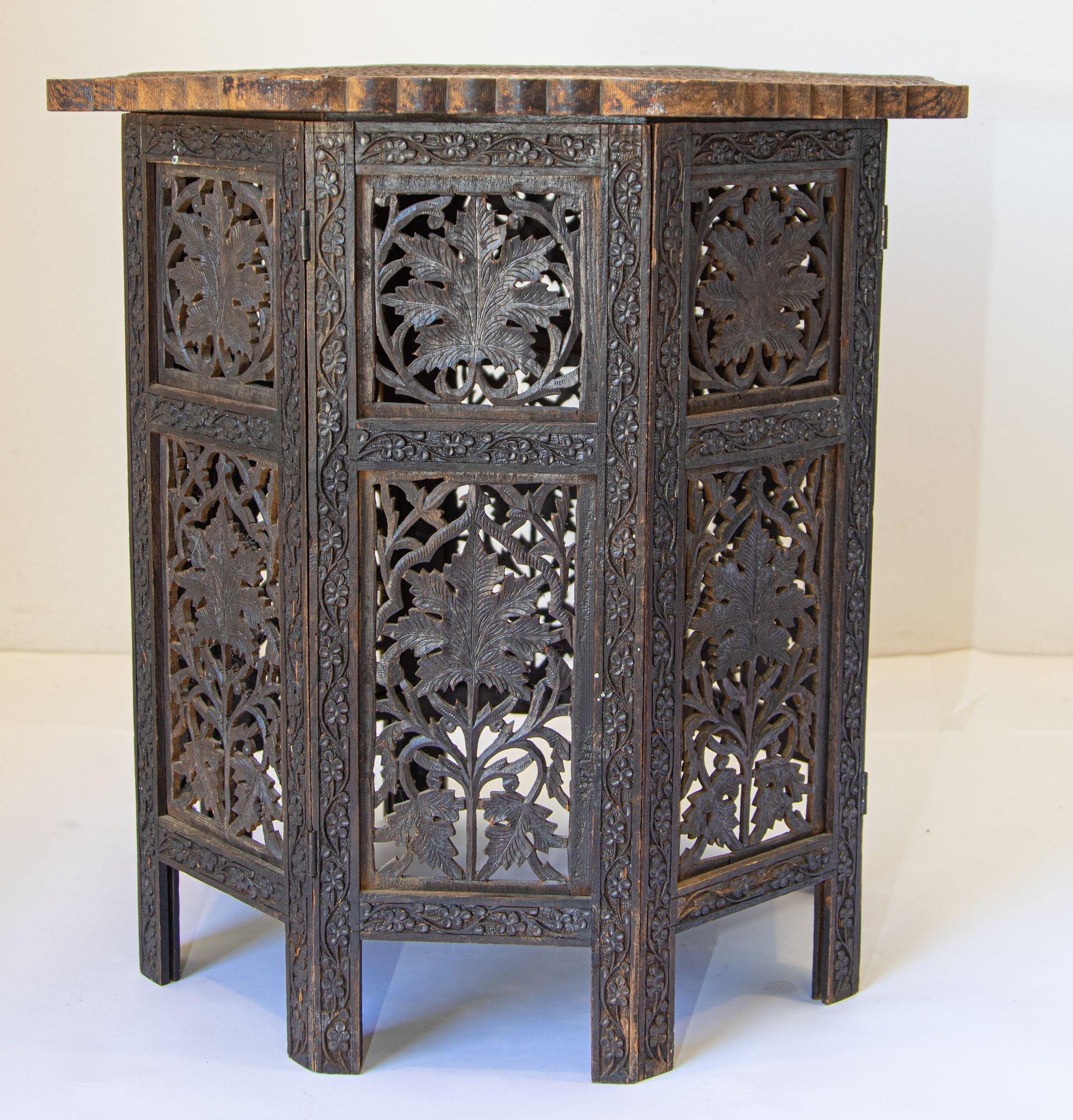 Hand-Carved 19th Century Intricately Carved Anglo-Indian Side Table