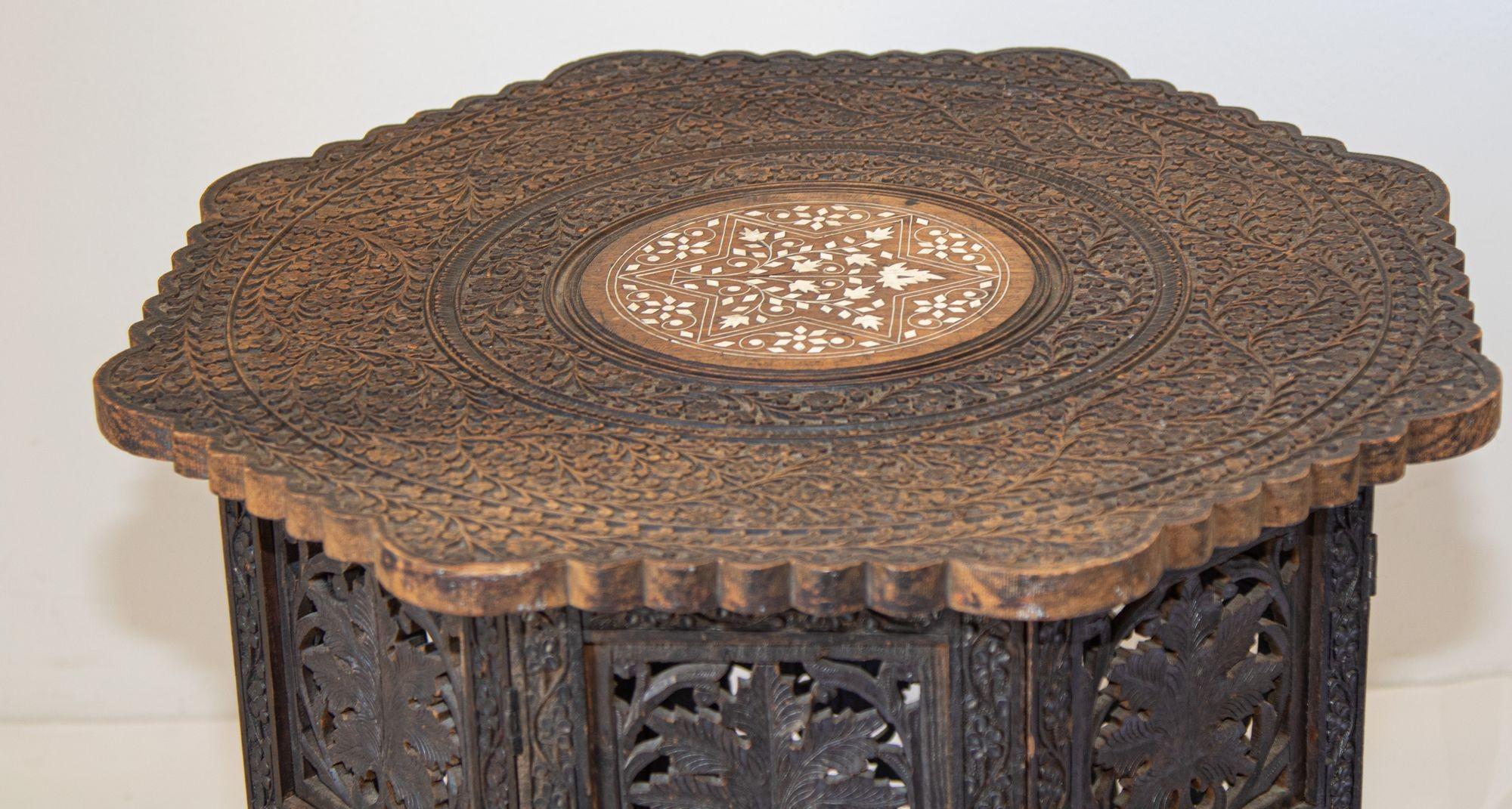 Teak 19th Century Intricately Carved Anglo-Indian Side Table