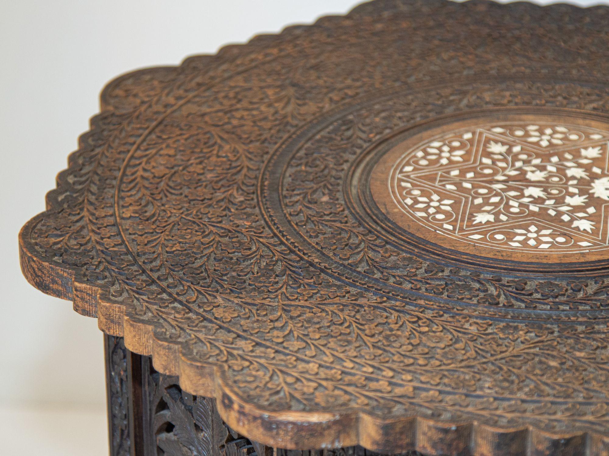 19th Century Intricately Carved Anglo-Indian Side Table 1