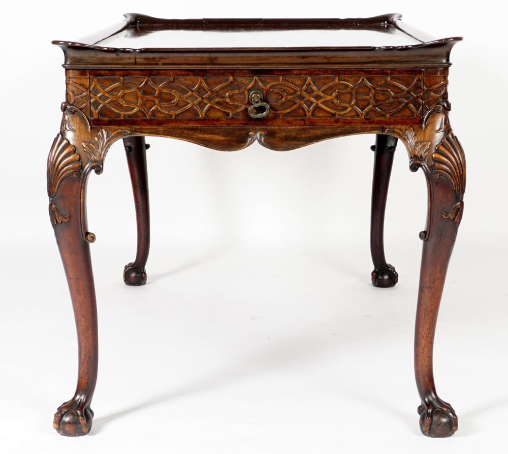 19th Century Irish Chinese Chippendale Style Tea Table In Good Condition In Essex, MA