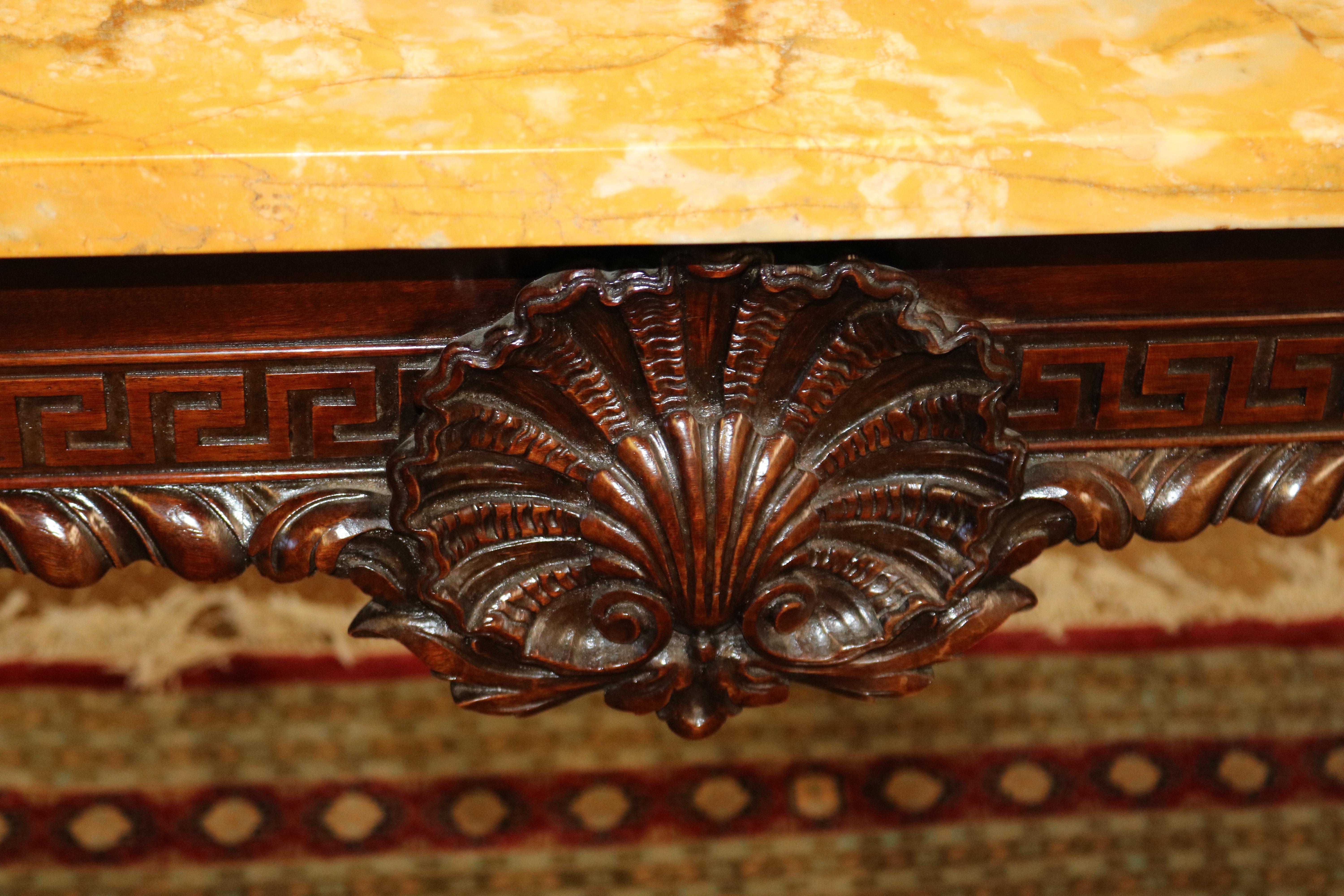 19th Century Irish Chippendale Carved Mahogany Marble Top Sideboard For Sale 2