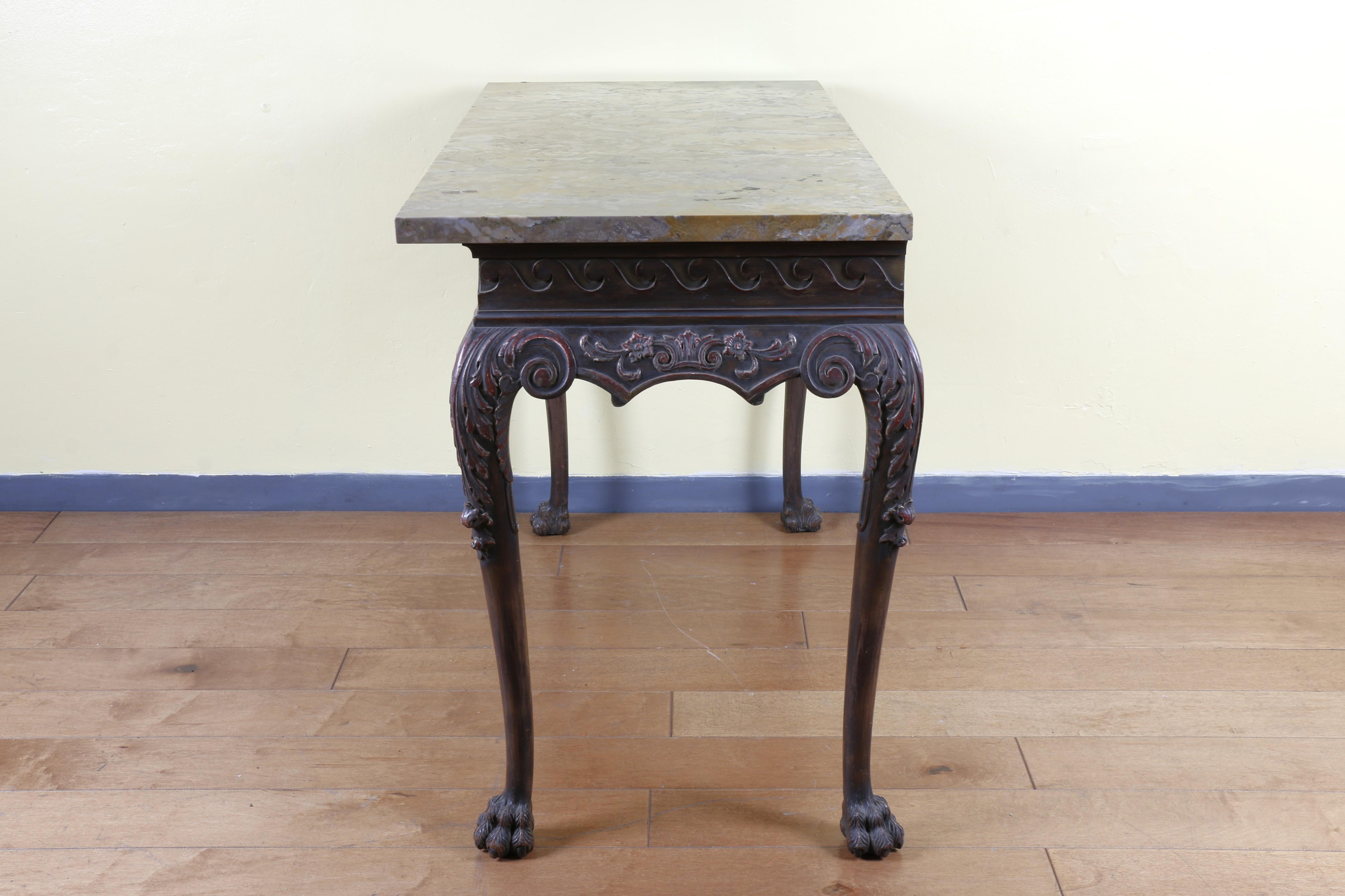 19th Century Irish Chippendale Mahogany Console Table In Good Condition In North Hollywood, CA