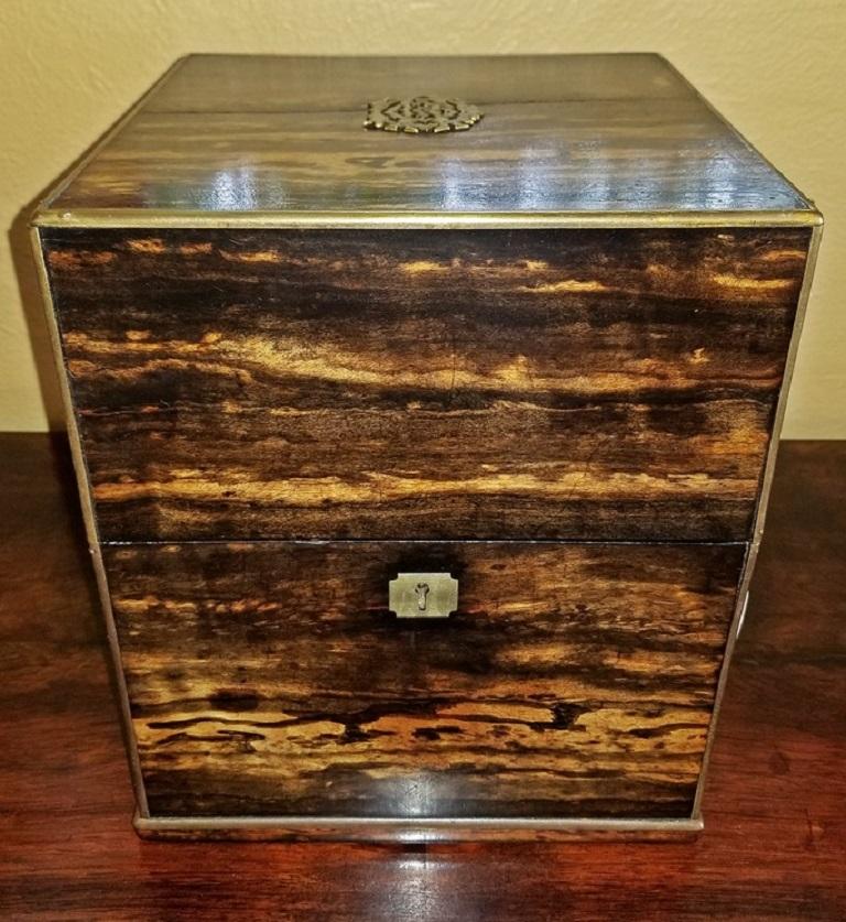 19th Century Irish Coromandel Wood Campaign Decanter Box with Crystal Decanters For Sale at 1stdibs