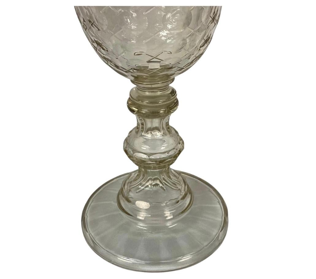 Glass 19th Century Irish Cut Crystal Tall Compote with Lid For Sale