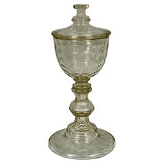 19th Century Irish Cut Crystal Tall Compote with Lid