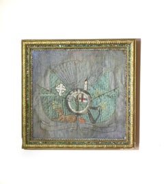 19th Century Irish "Erin go Bragh" Silk Embroidered Picture with Green Gems