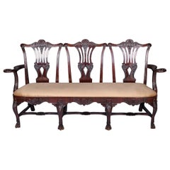 19th Century Irish George III Style Triple Chair Back Settee by Butler of Dublin