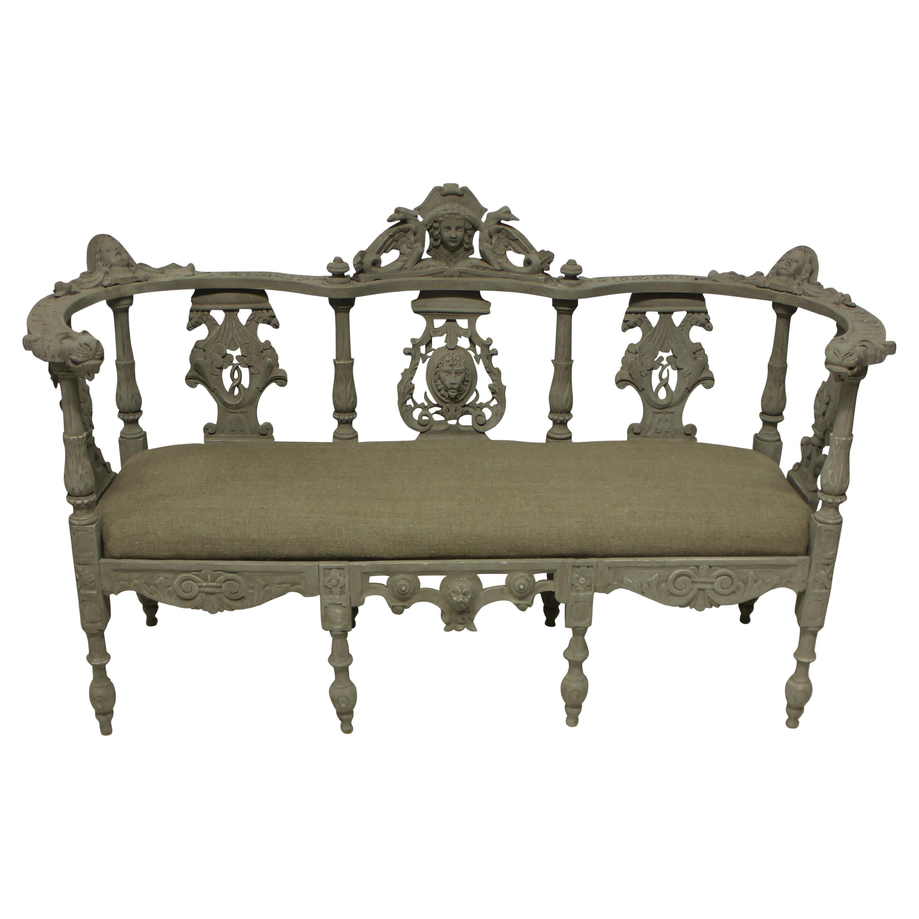 Antique Regency Mahogany Window Seat Hall Bench at 1stDibs