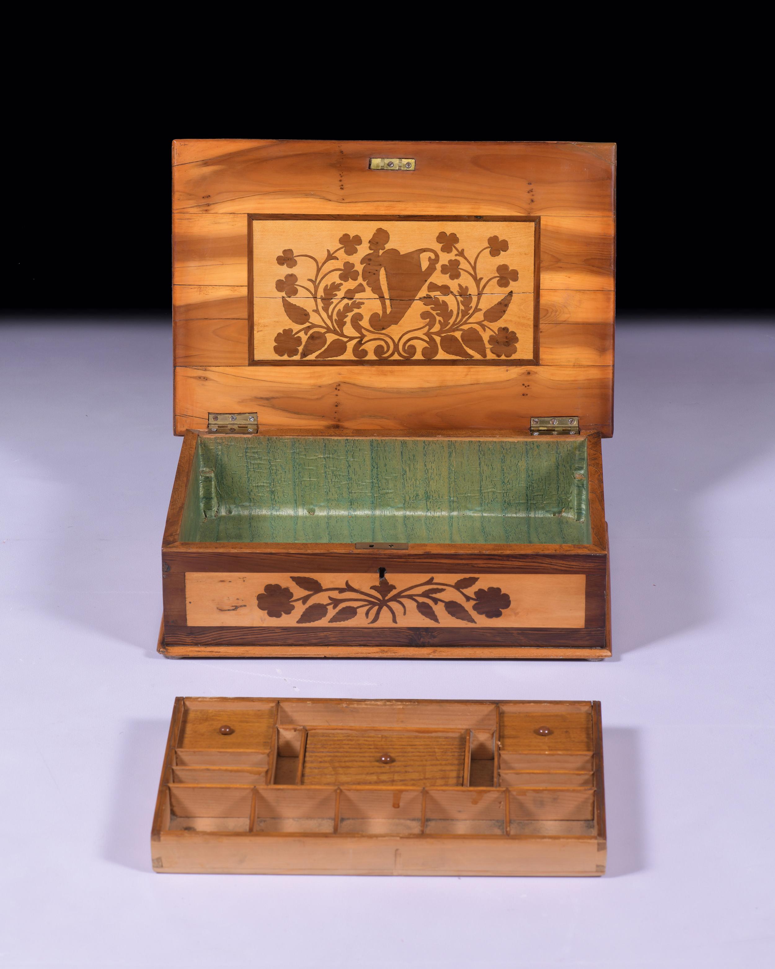 Victorian 19th Century Irish Killarney Ware Arbutus & Marquetry Work Box For Sale