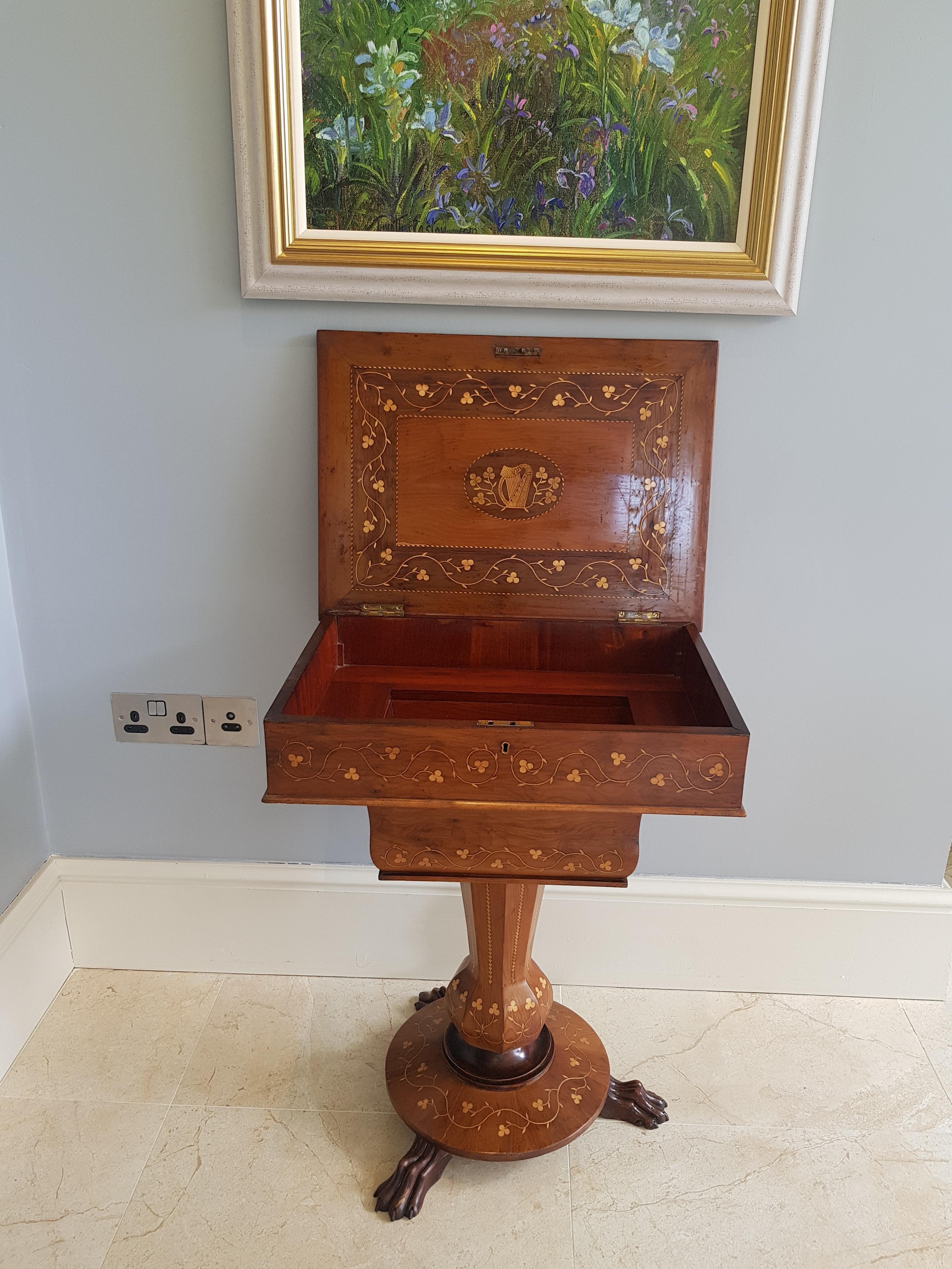 Marquetry 19th Century Irish Killarney Work Table For Sale