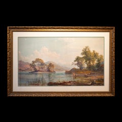 19th Century Irish Landscape Watercolor Of Lough Gill Co. Sligo By John Faulkner