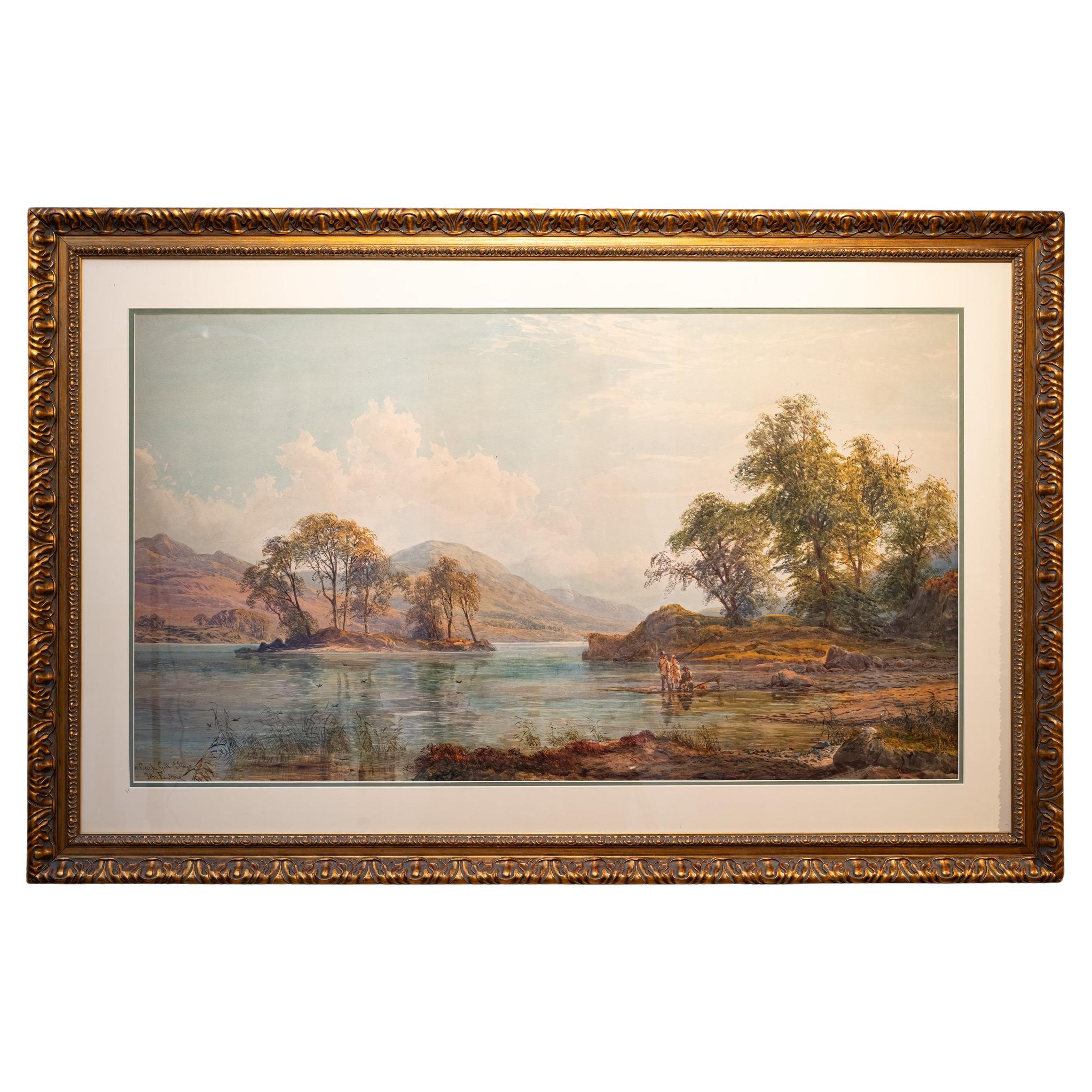 Paesaggio irlandese del XIX secolo Acquerello di Lough Gill Co. Sligo Di John Faulkner in vendita