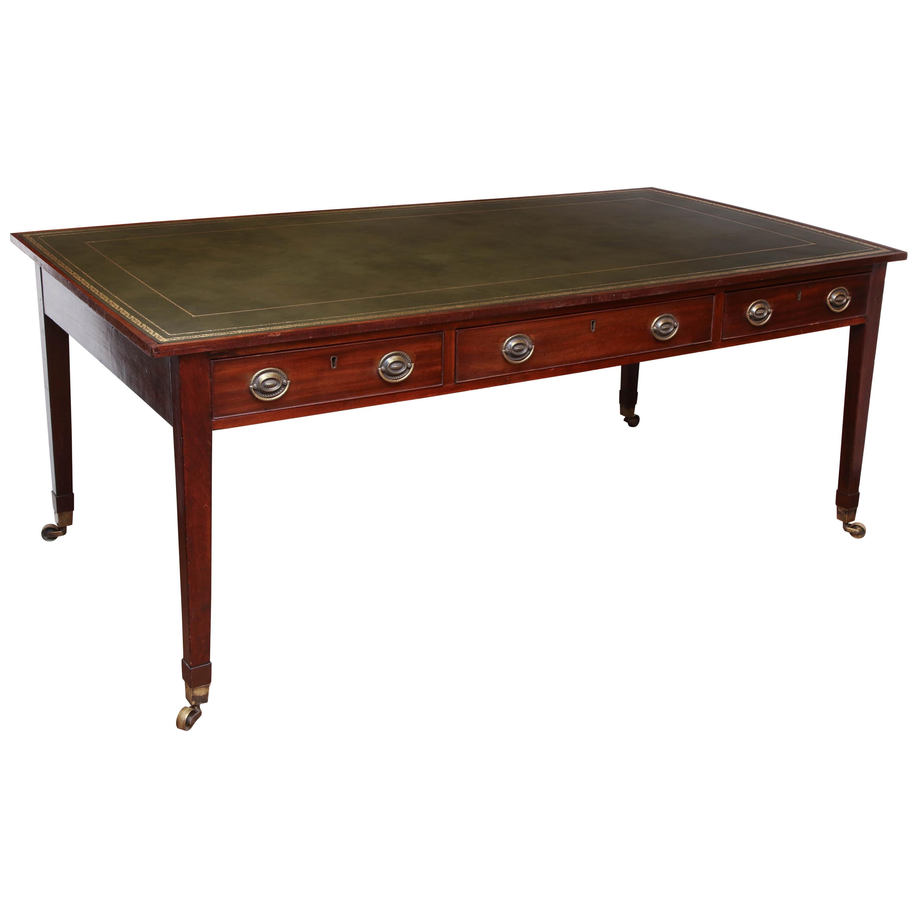 19th Century Irish, Mahogany and Leather Topped Partners Desk For Sale