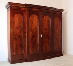 19th Century Irish Mahogany Breakfront Wardrobe by Robert Strahan of Dublin