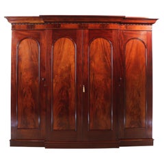 Antique 19th Century Irish Mahogany Breakfront Wardrobe by Robert Strahan of Dublin