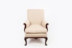19th Century Irish Mahogany Library Armchair & Matching Stool