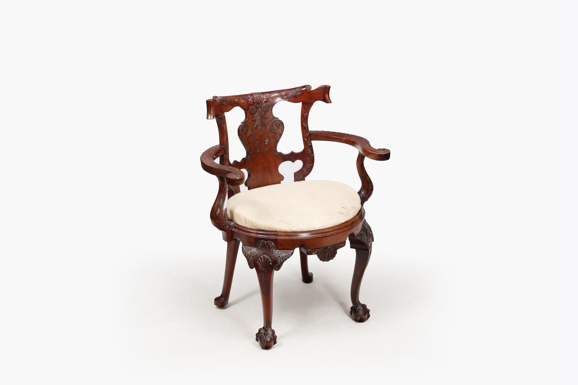 Upholstery 19th Century Irish Mahogany Open Armchair For Sale