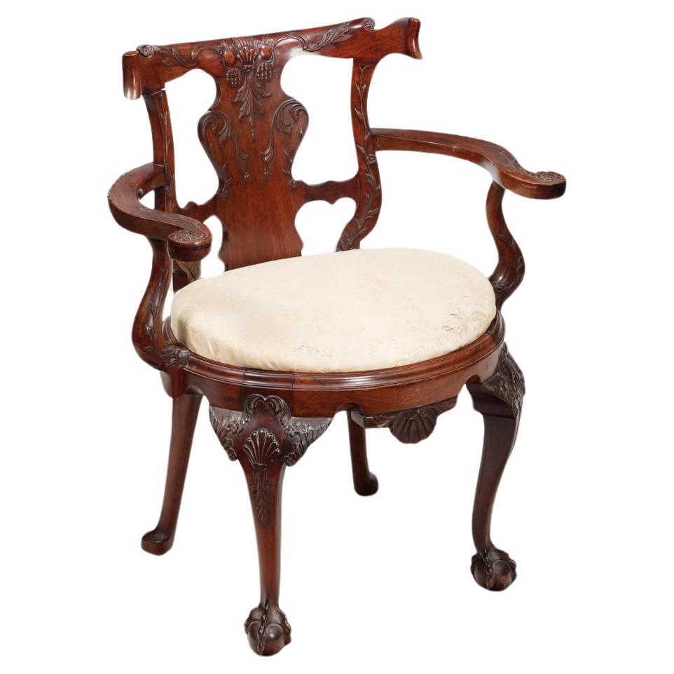 19th Century Irish Mahogany Open Armchair For Sale