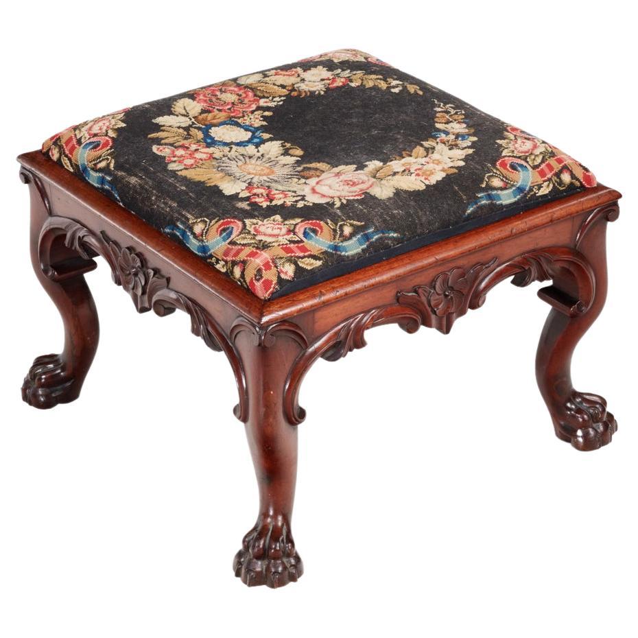 19th Century Irish Mahogany Square Footstool For Sale