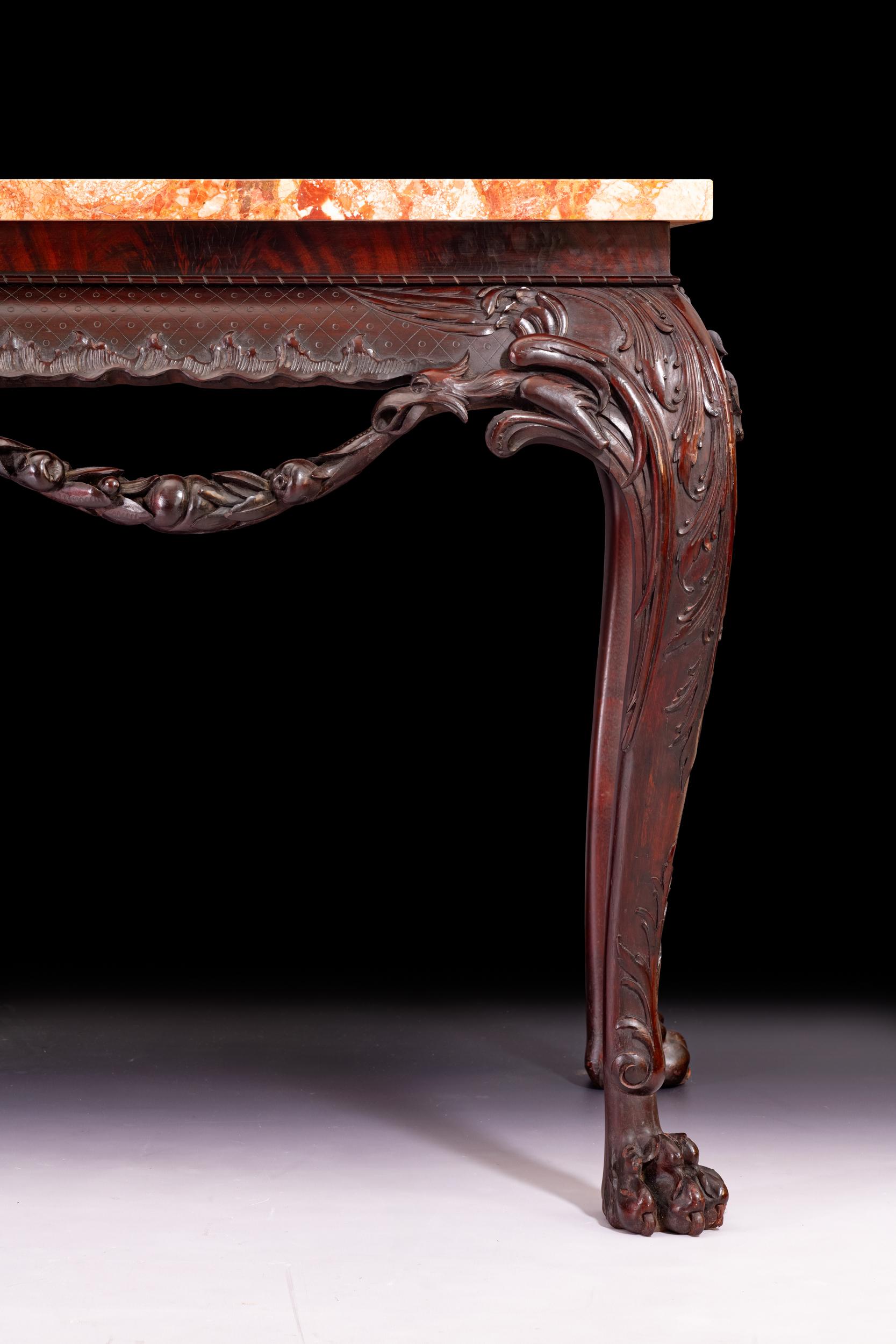 19th Century Irish Marble Top Console Table In the George III Style For Sale 2