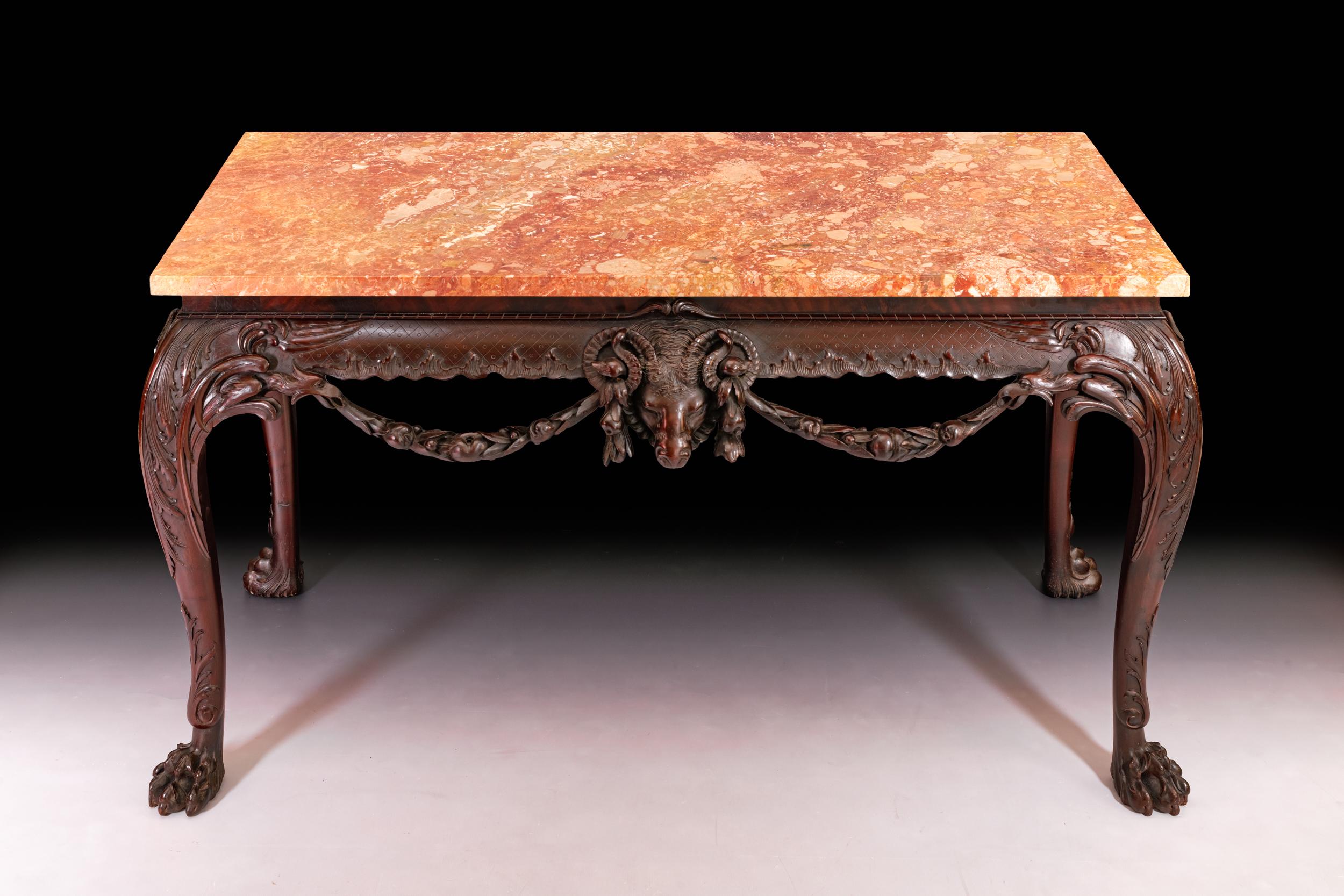 19th Century Irish Marble Top Console Table In the George III Style For Sale 5