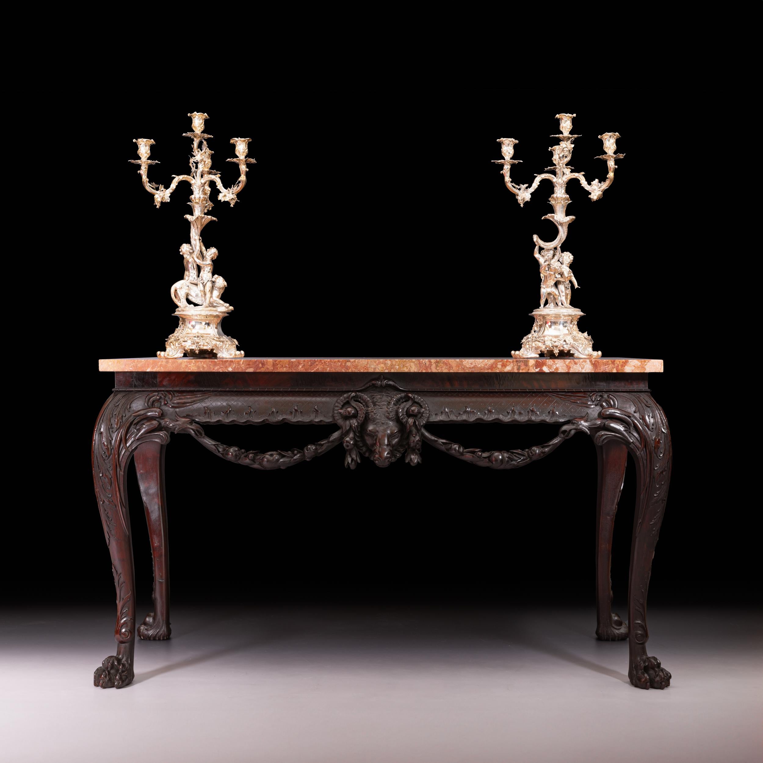 19th Century Irish Marble Top Console Table In the George III Style For Sale 6