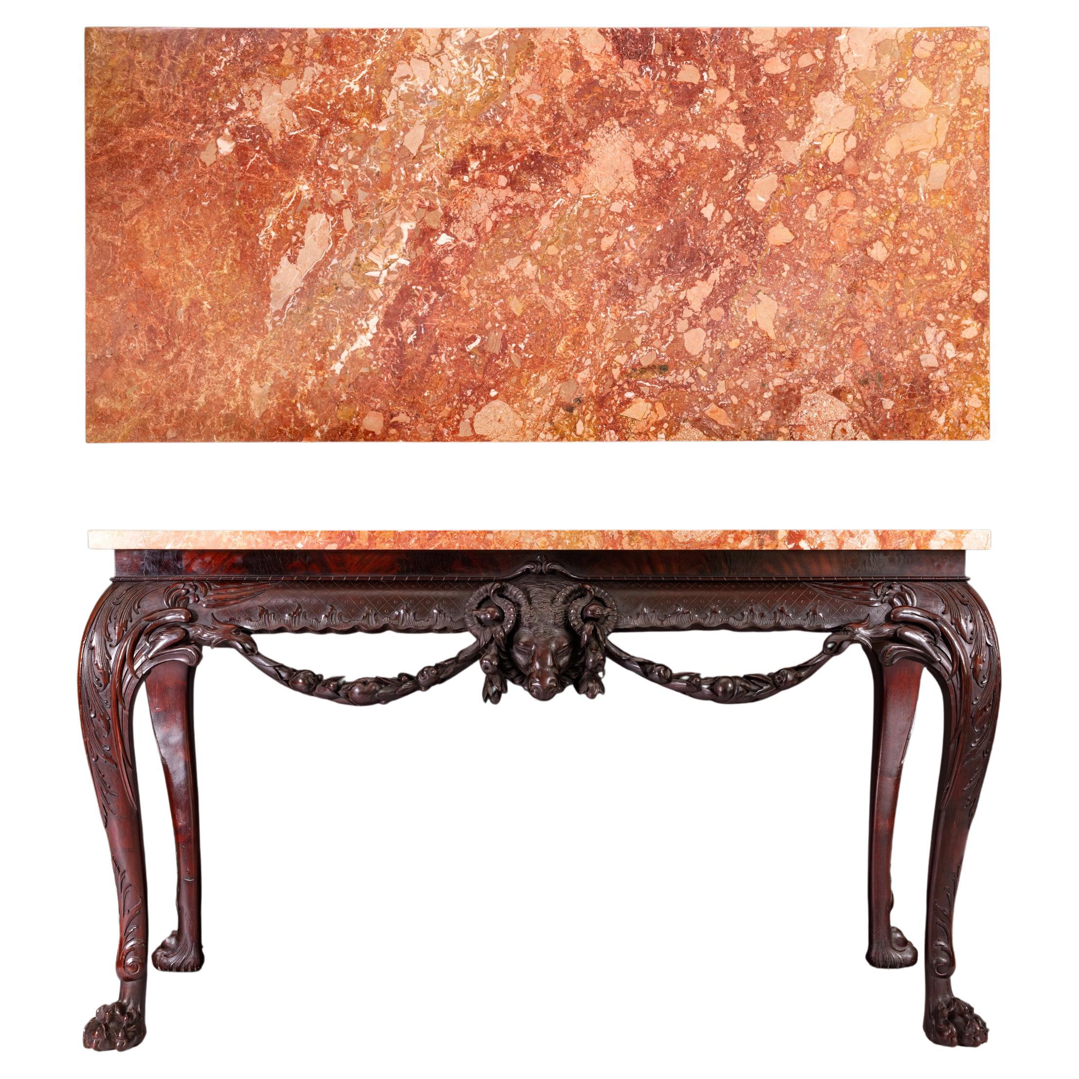 19th Century Irish Marble Top Console Table In the George III Style For Sale