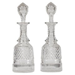 19th Century Irish Pair of Waterford cut glass decanters