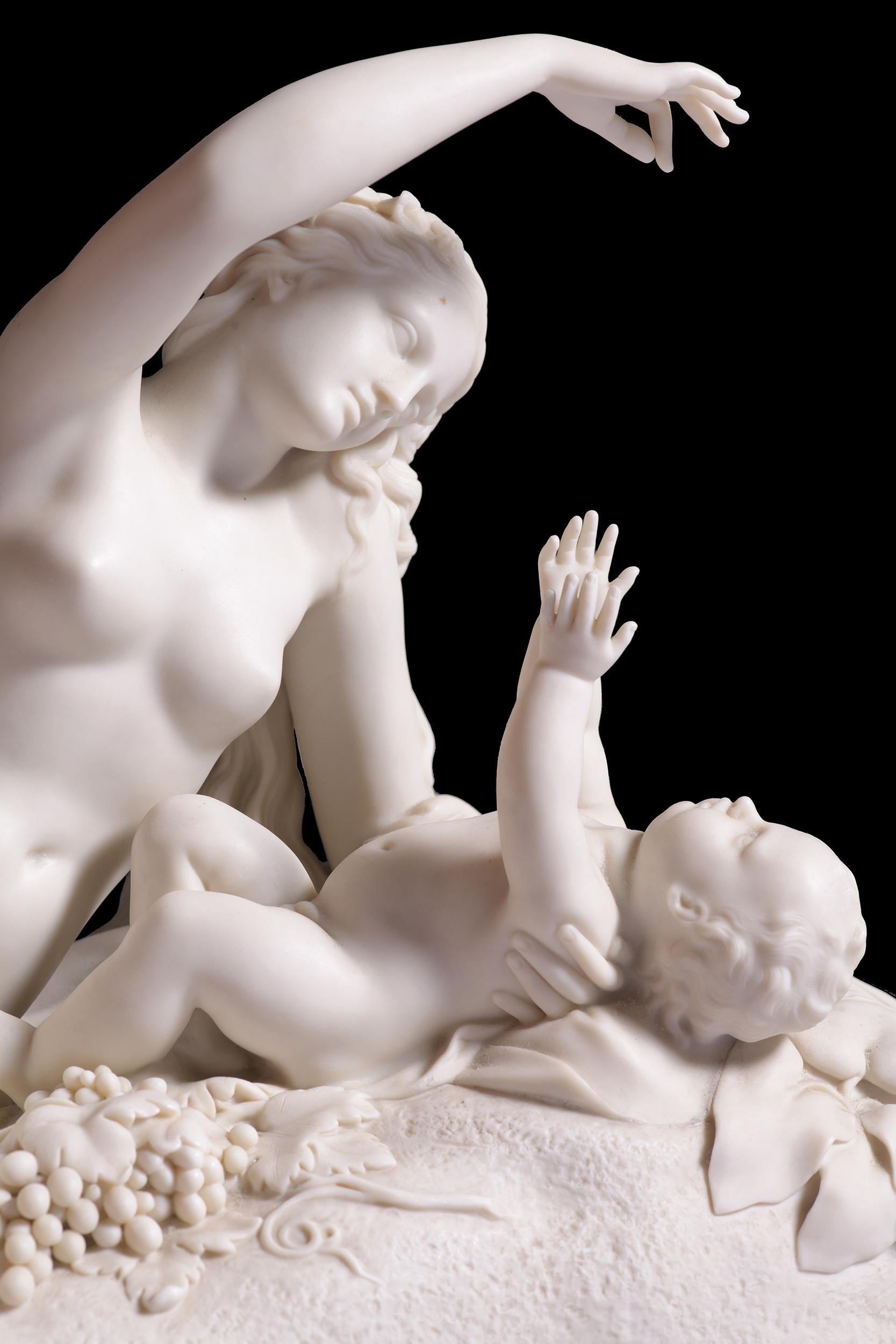 Hand-Crafted 19th Century Irish Parian Group of Infant Bacchus & Ino by John Henry Foley