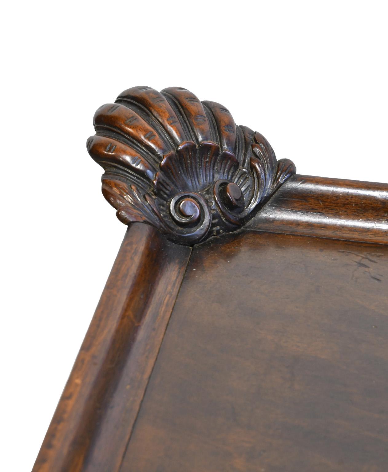 19th Century Irish Queen Ann-Style Library Table in Mahogany w/ Carved Scallops For Sale 6