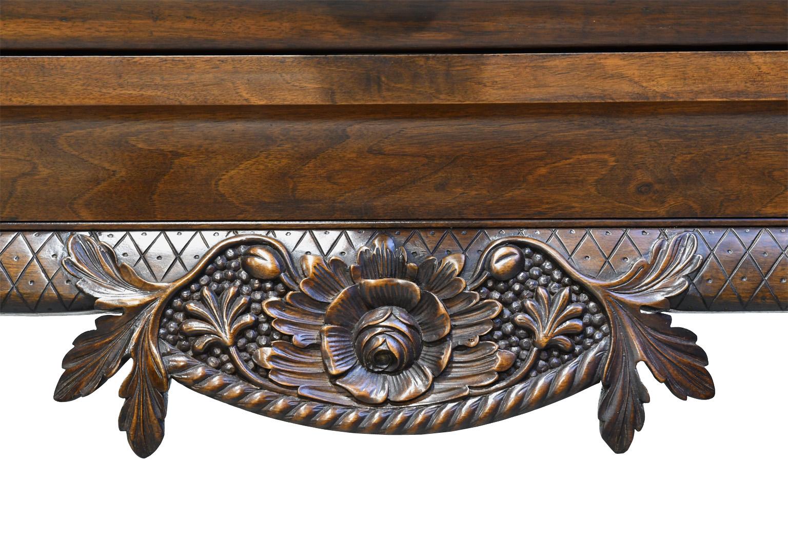 19th Century Irish Queen Ann-Style Library Table in Mahogany w/ Carved Scallops For Sale 2