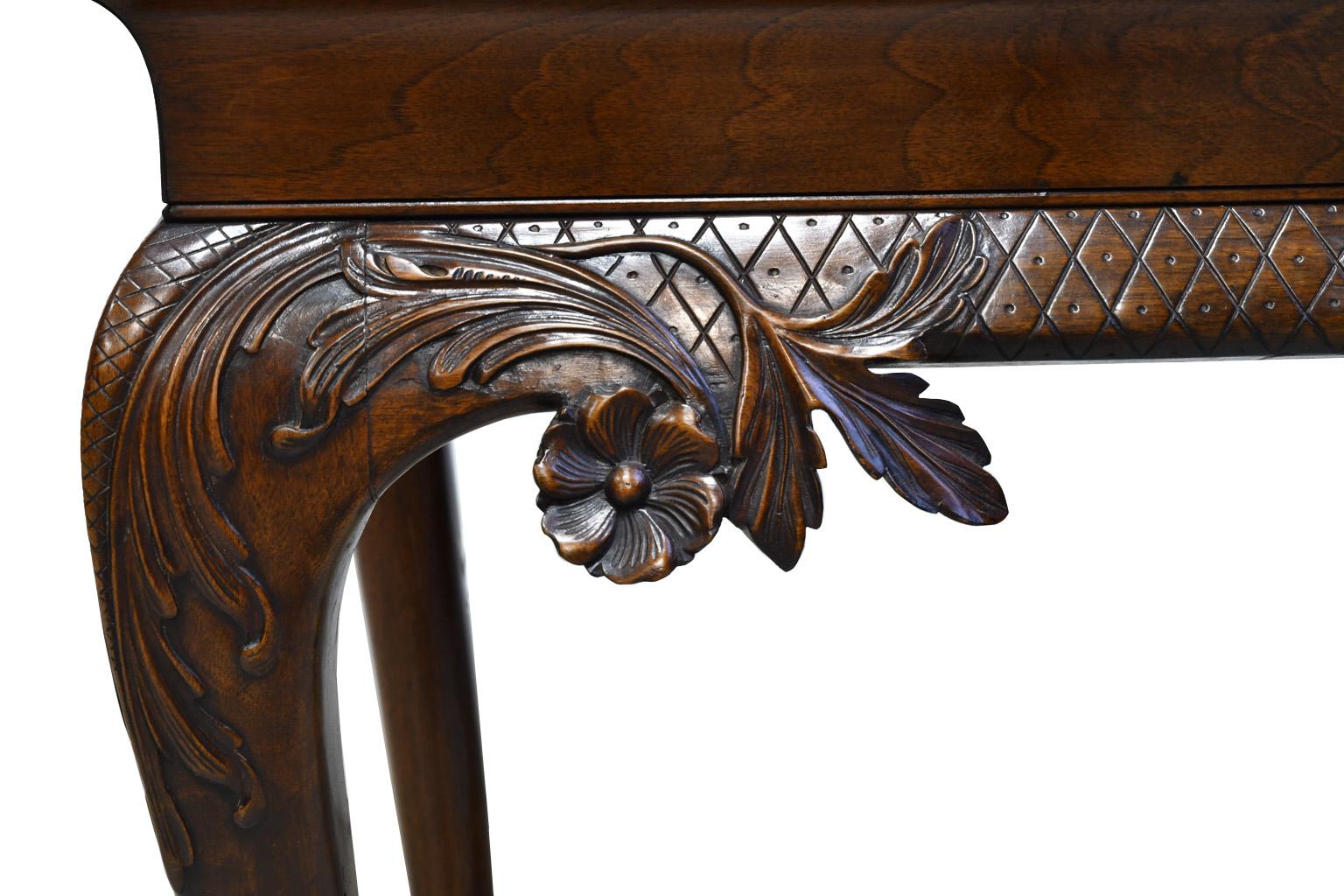 19th Century Irish Queen Ann-Style Library Table in Mahogany w/ Carved Scallops For Sale 3