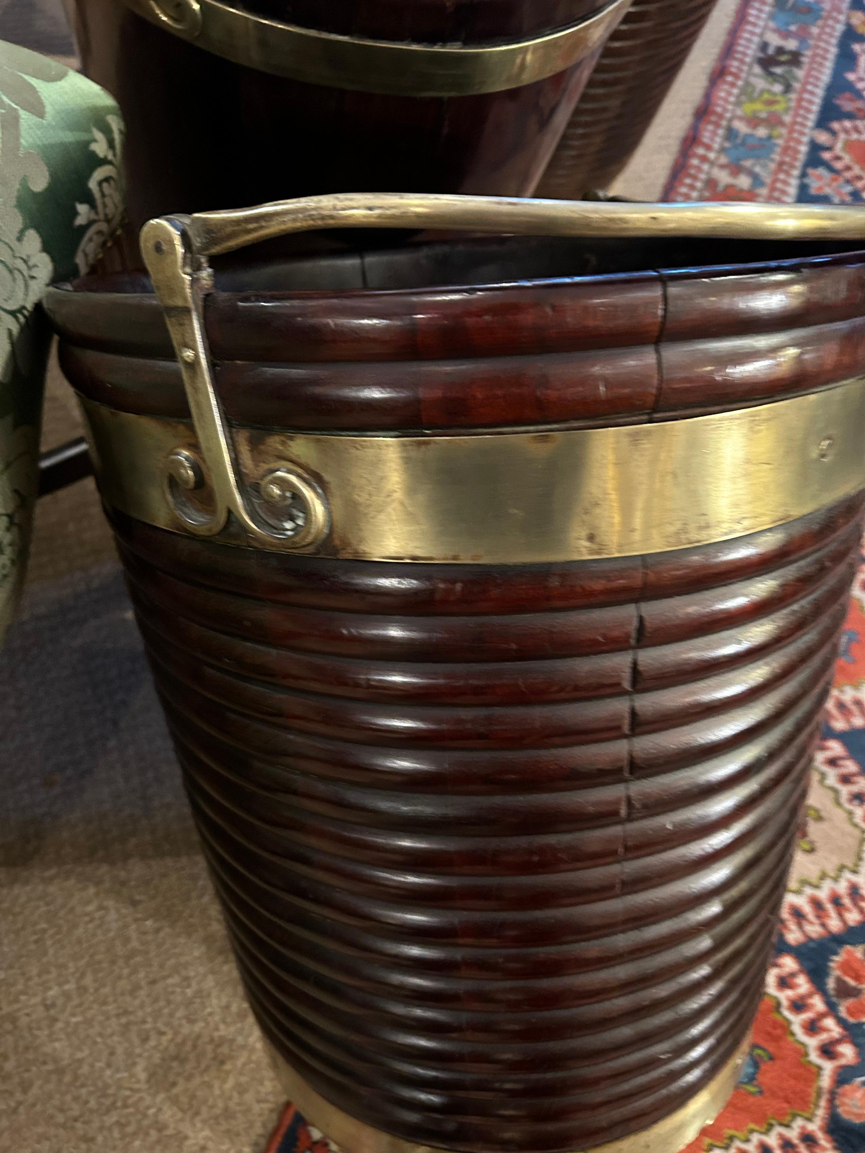 Georgian 19th Century Irish Regency Brass-Bound Peat Bucket For Sale