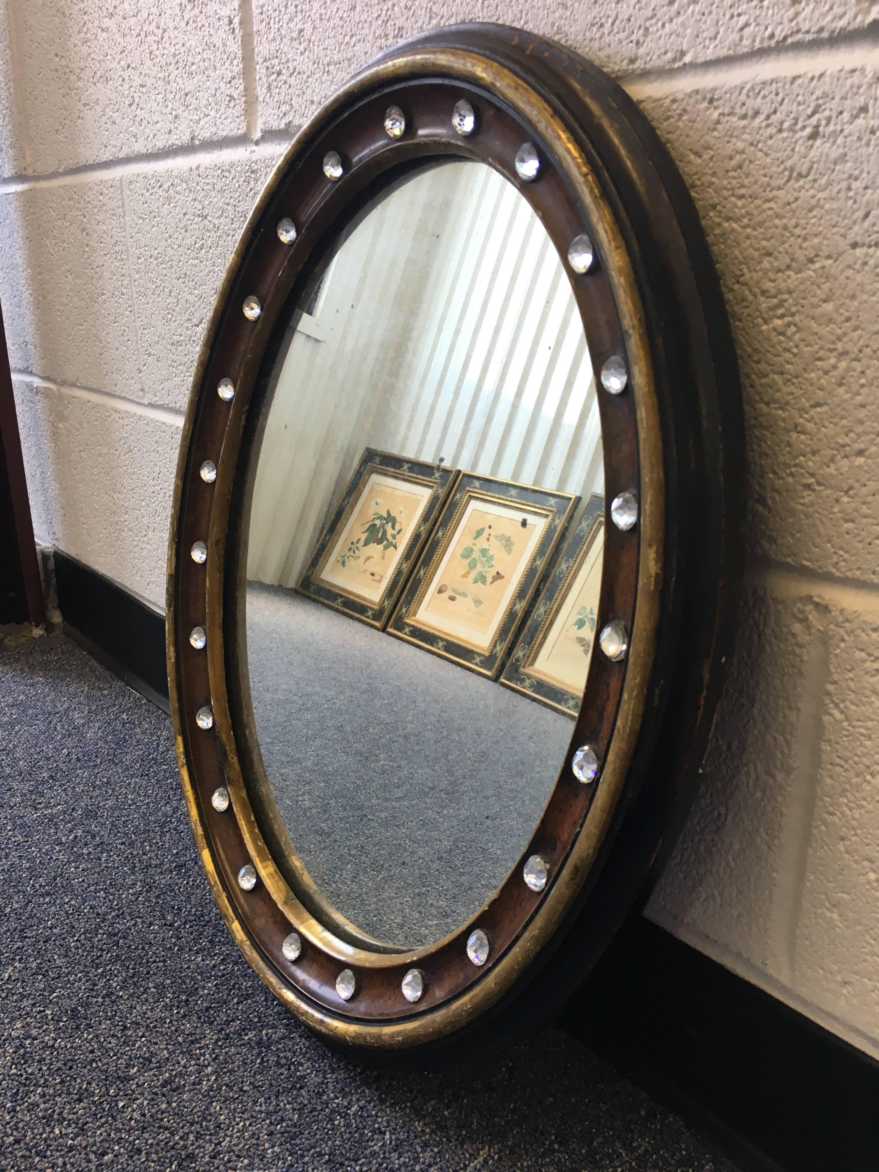 English 19th Century Irish Regency Mahogany Oval Mirror