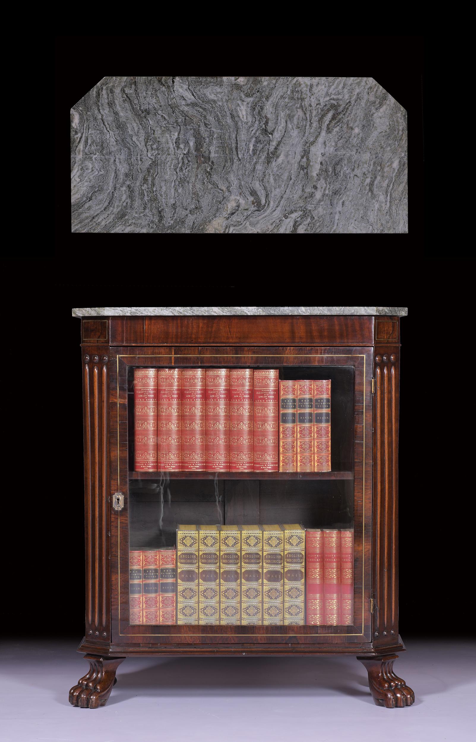 Marble 19th Century Irish Regency Side Cabinet Bookcase by Williams & Gibton of Dublin For Sale