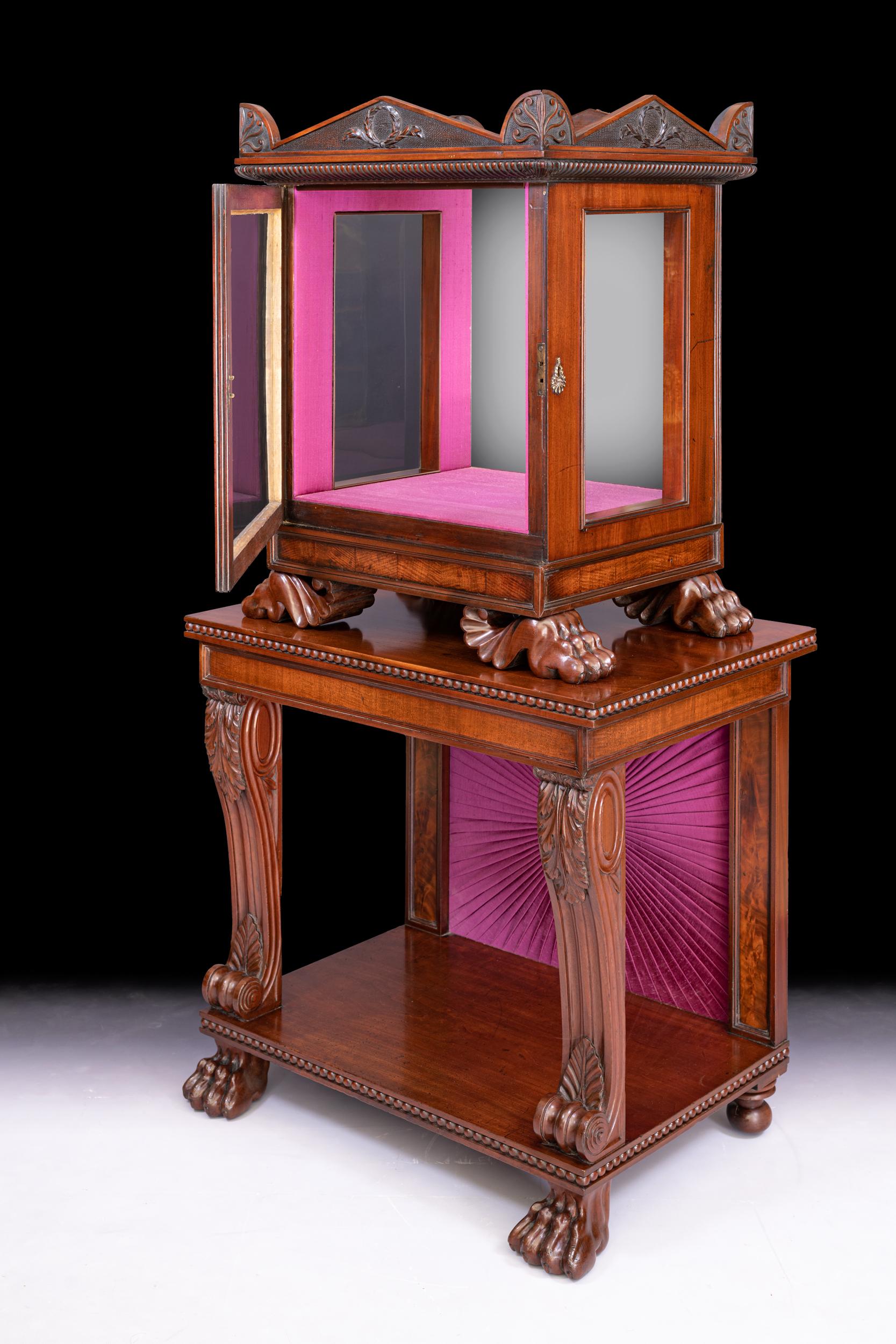 19th Century Irish Regency Trophy/Display Cabinet Stamped Gillington`s Dublin For Sale 4
