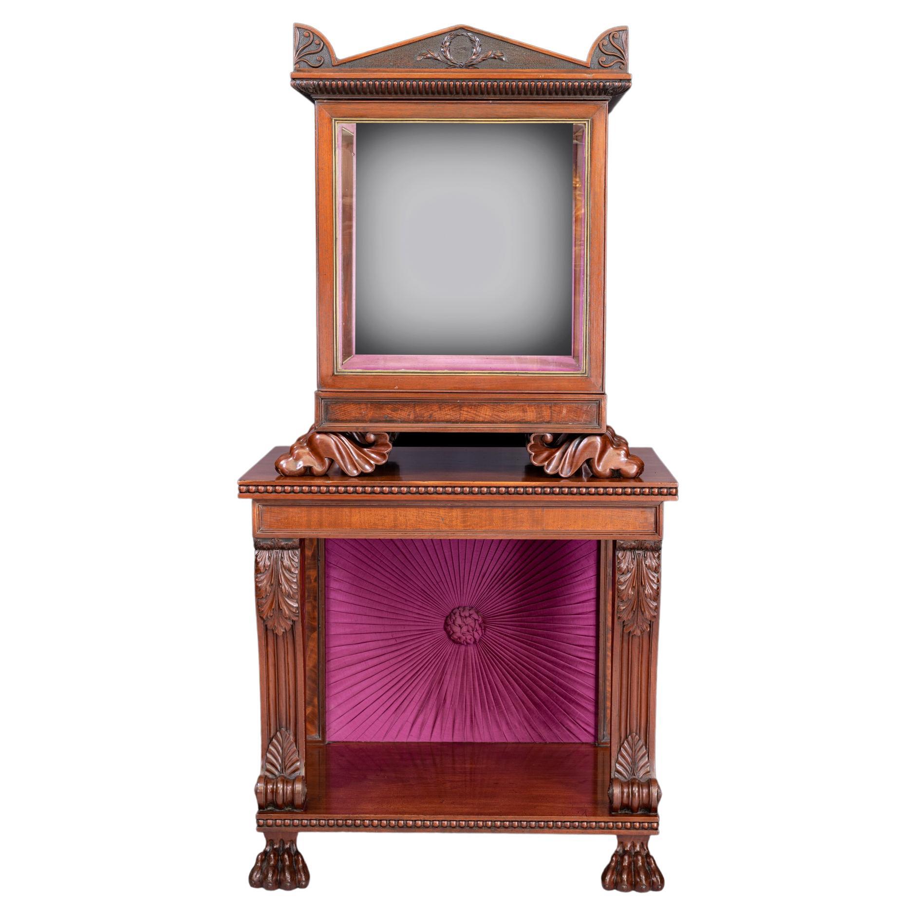 19th Century Irish Regency Trophy/Display Cabinet Stamped Gillington`s Dublin