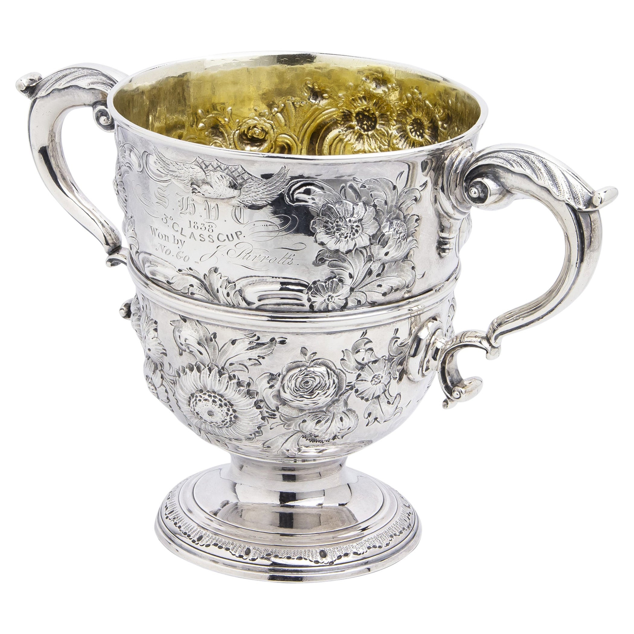 Coppa trofeo irlandese del 19° secolo in argento con spolvero a fuoco in vendita