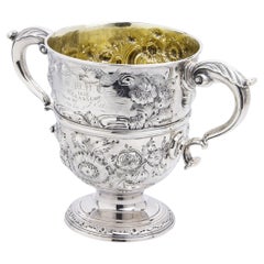 19th Century Irish Silver Repousse Trophy Cup
