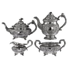 Antique Irish Solid Silver 4-Piece Tea and Coffee Set, Charles Marsh, circa 1830