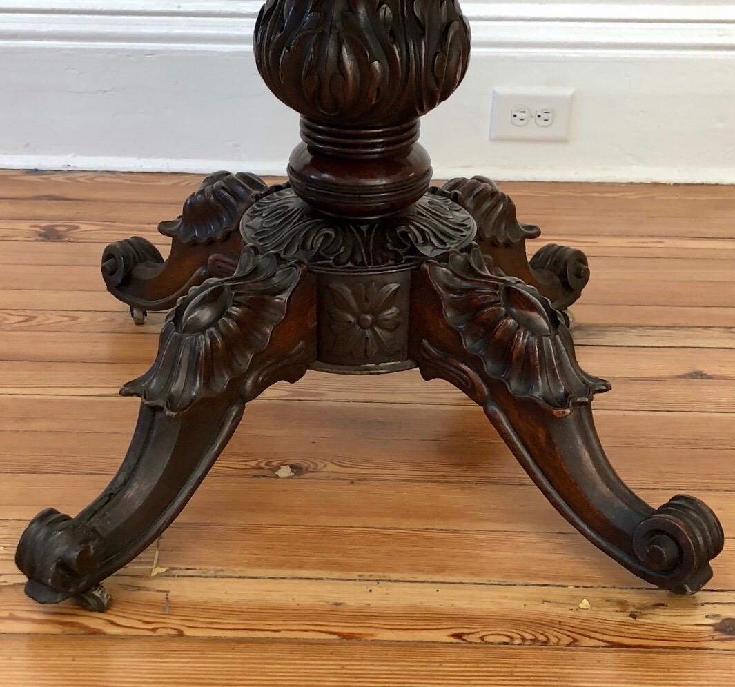 19th Century Irish Specimen Marble-Top Rosewood Center Table or Chess Table In Good Condition For Sale In Charleston, SC