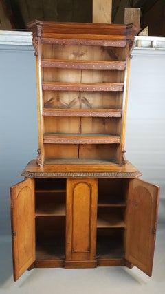 19th Century Irish Walnut Bookcase Cabinet